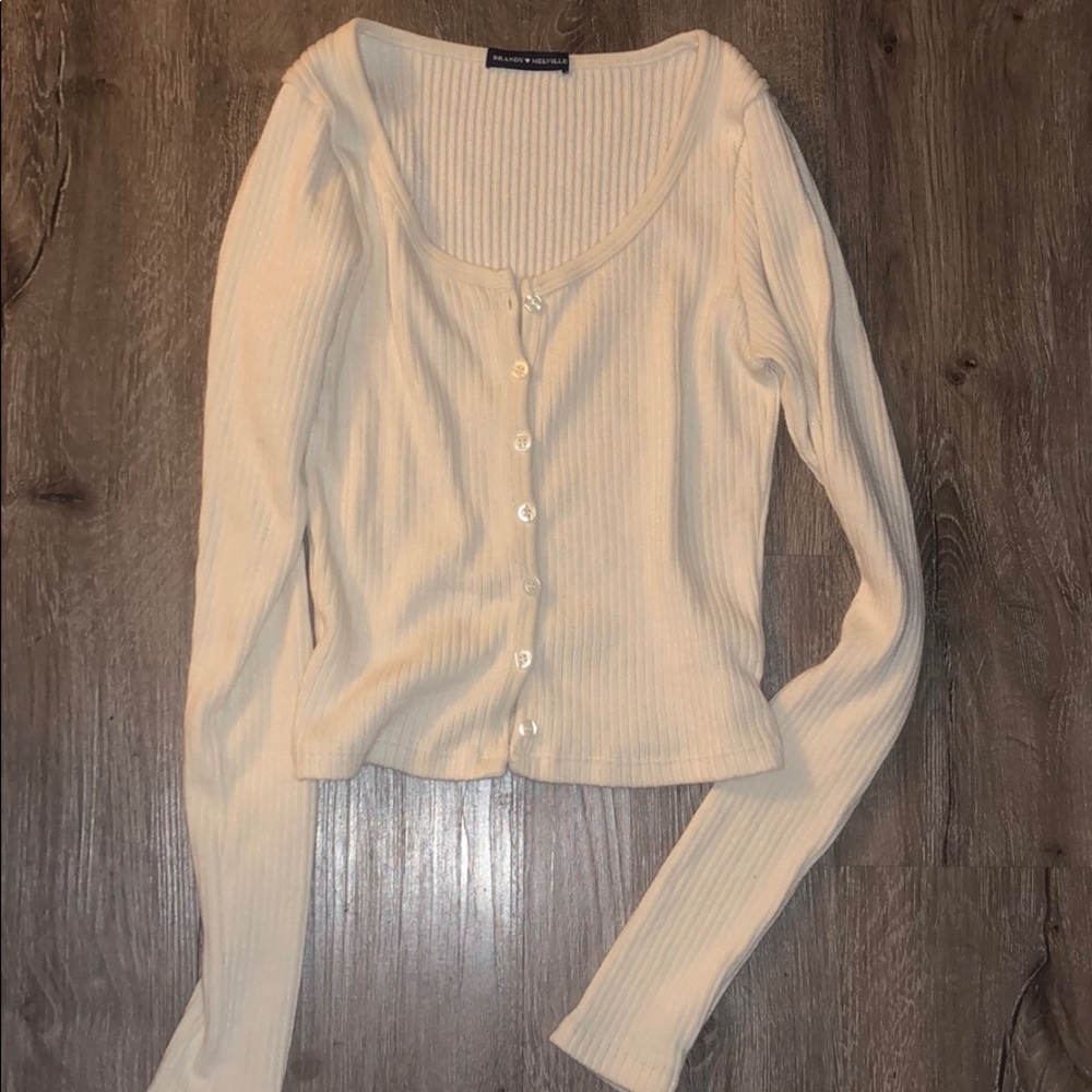 Brandy Melville Ribbed Cream Long Sleeve